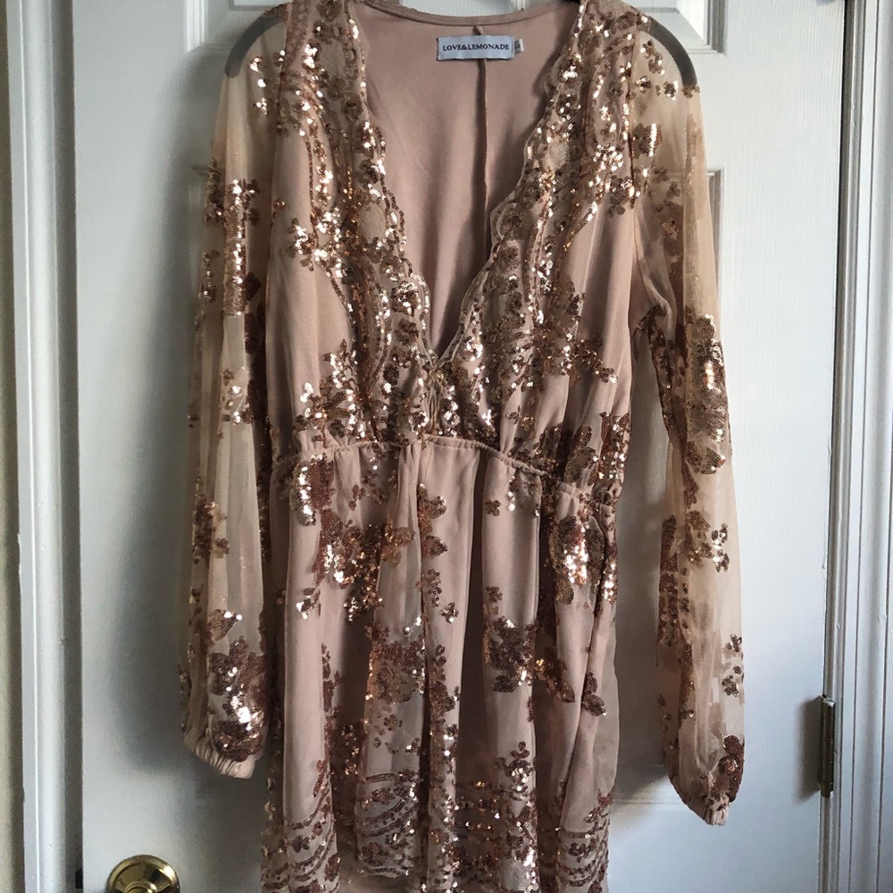 Love & Lemonade Gold Sequin Romper